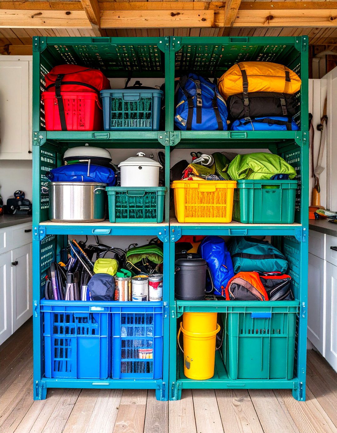 Milk Crate Camping Gear Adventure Storage - 20 Milk Crate Storage Ideas