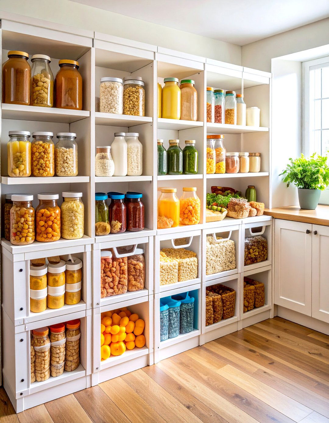 Milk Crate Kitchen Pantry Organization Station - 20 Milk Crate Storage Ideas