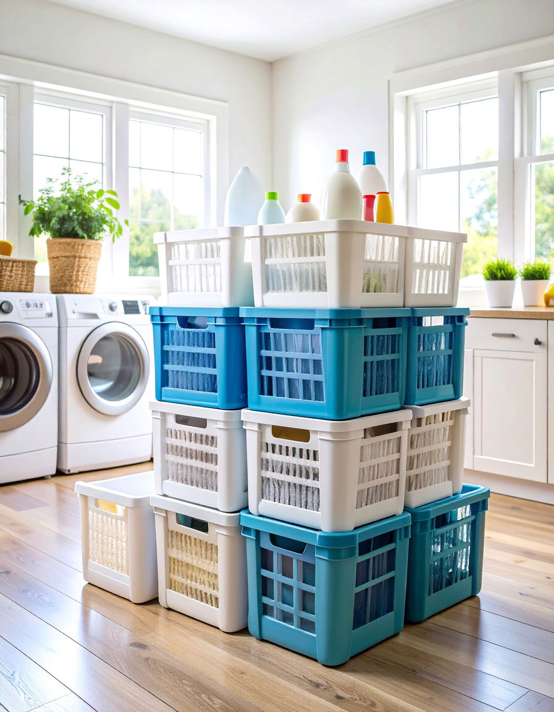 Milk Crate Laundry Room Efficiency System - 20 Milk Crate Storage Ideas