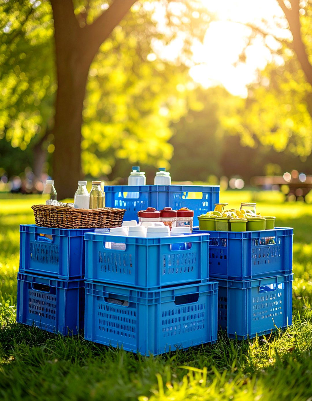 Milk Crate Portable Picnic and Outdoor Event Kit - 20 Milk Crate Storage Ideas