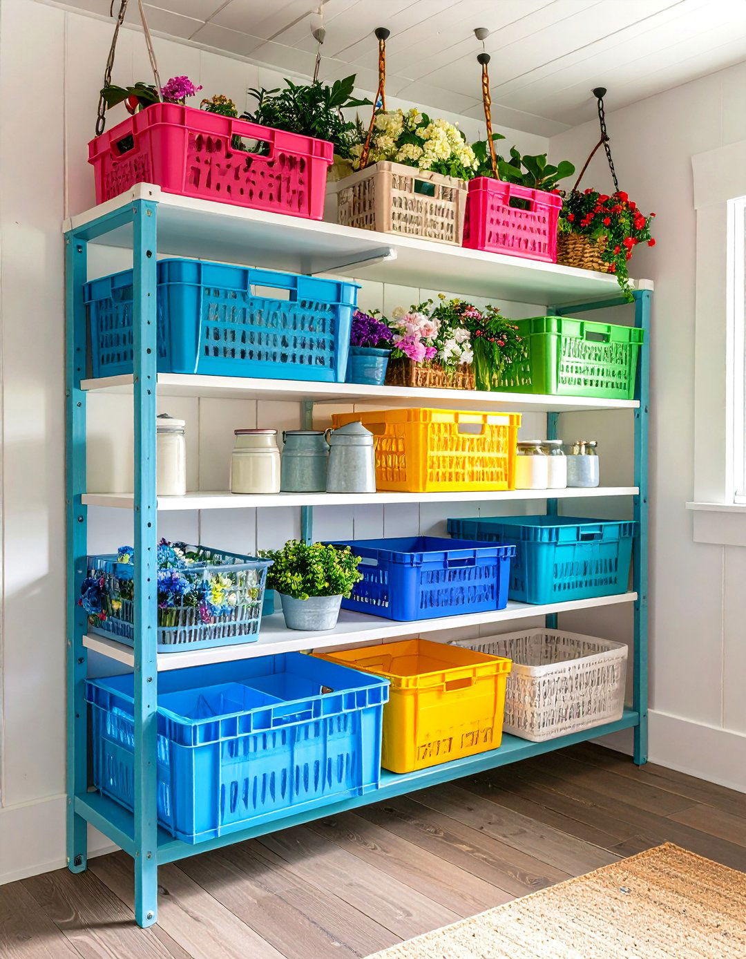 Milk Crate Under Shelf Hanging Storage Extension - 20 Milk Crate Storage Ideas