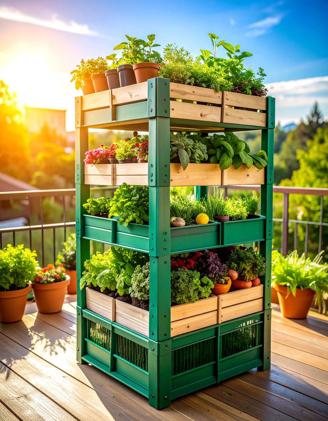 Milk Crate Vertical Garden Planter Tower - 20 Milk Crate Storage Ideas