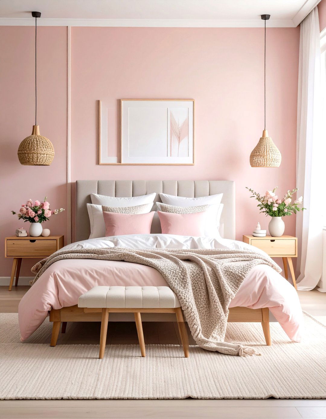 Millennial Pink Scandinavian Bedroom - 20 Pink Bedroom Ideas