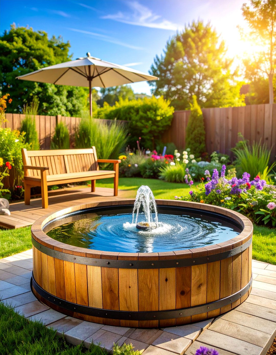 Mini Barrel Pond Small Garden - 20 Budget Small Garden Ideas