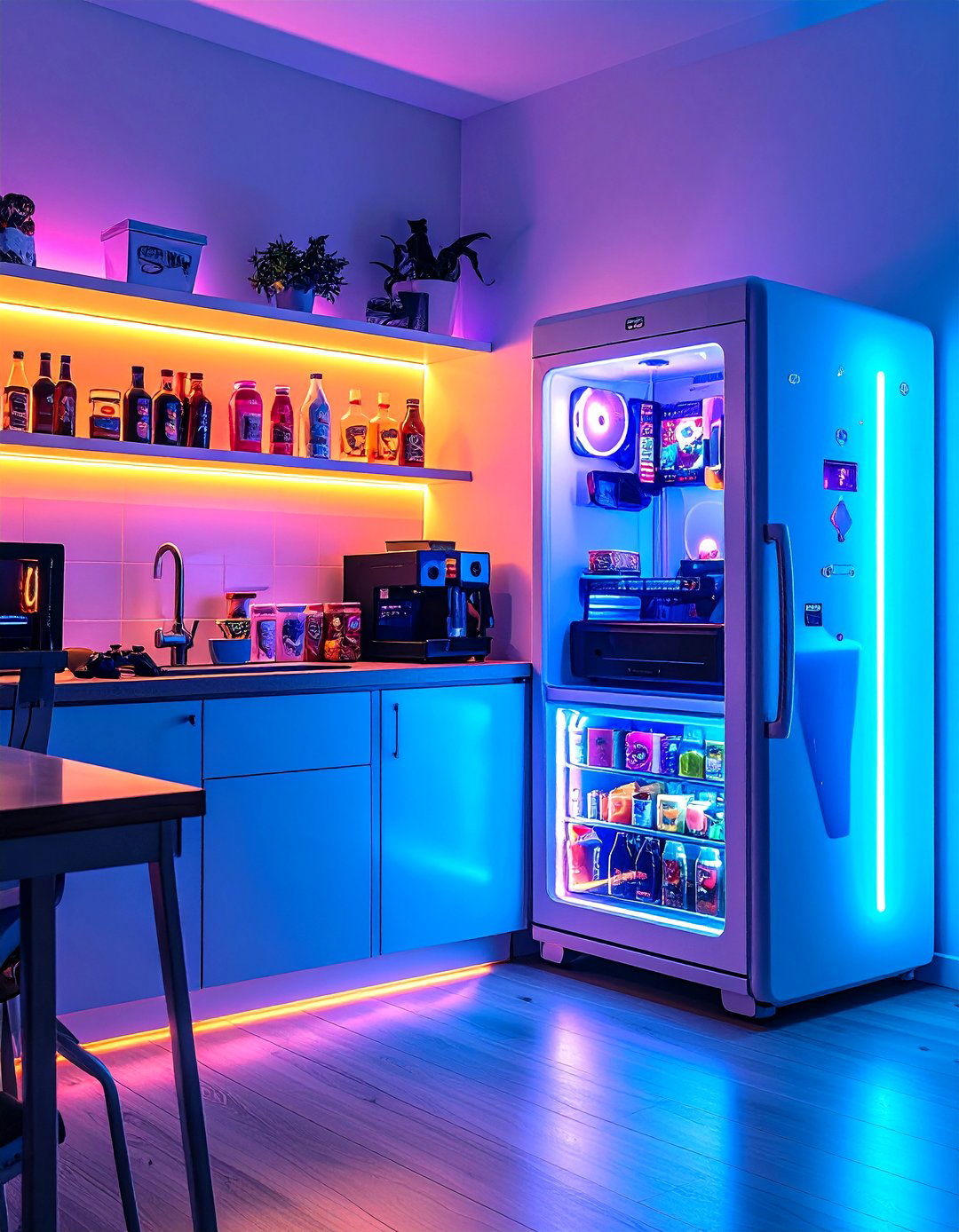 Mini Fridge and Snack Station - 20 Video Game Room Ideas