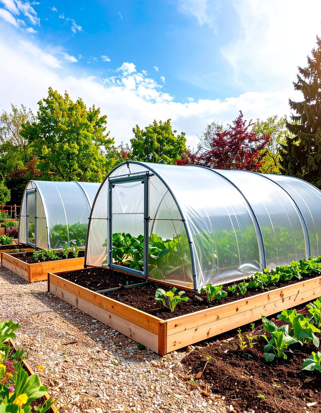 Mini Hoop House Over Raised Beds - 20 Greenhouse Ideas
