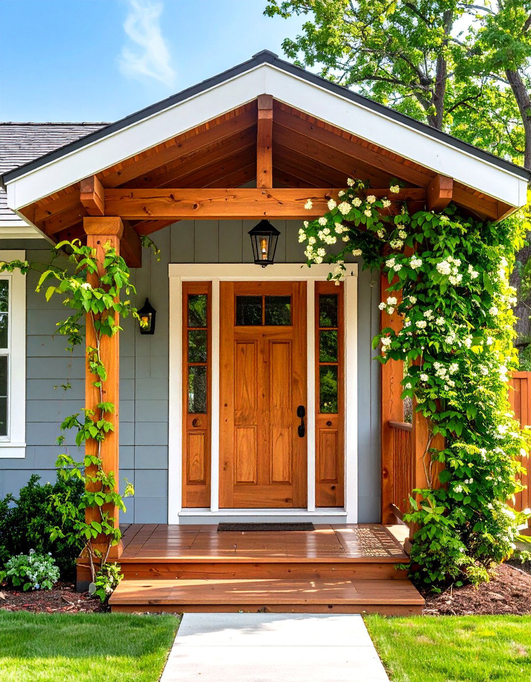 Mini Pergola or Awning Crowns Front Door Decor - 20 Front Door Decor Ideas