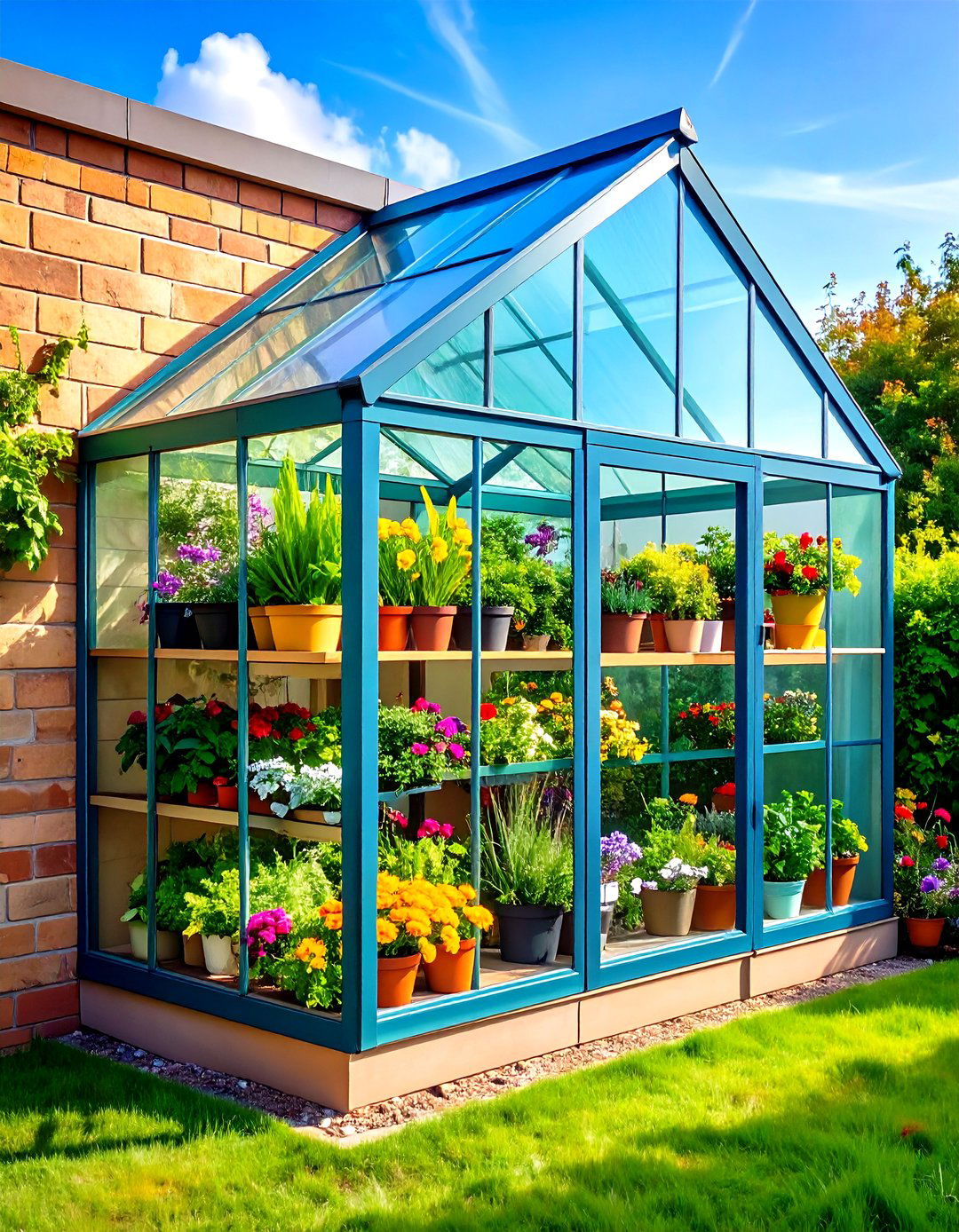 Miniature Greenhouse within Walls - 20 Small Walled Garden Ideas