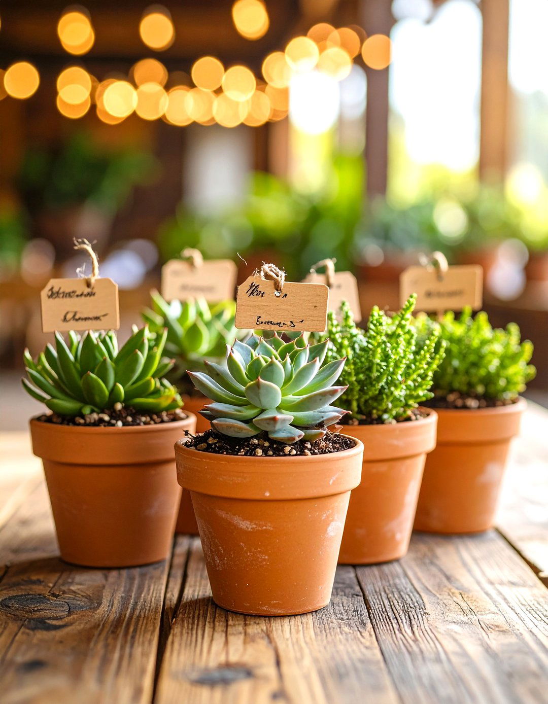 Miniature Succulent Wedding Favors with Wooden Tags - 20 Wedding Favors Ideas