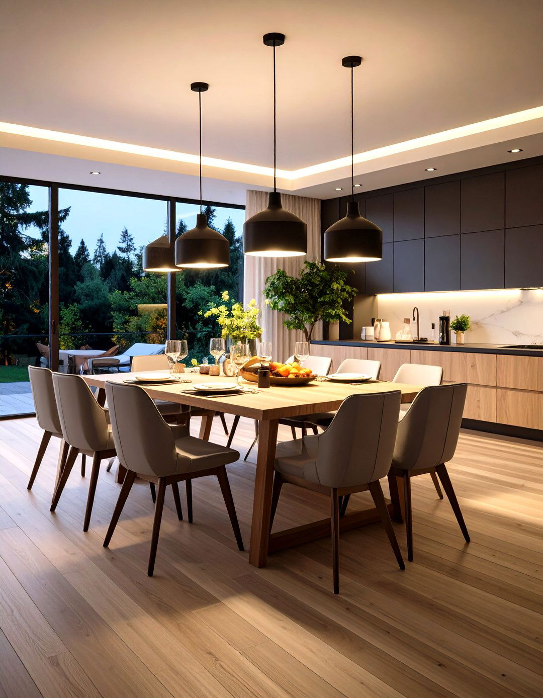 Minimal Recessed Spotlights for Clean Contemporary Look - 20 Dining Room Lighting Ideas