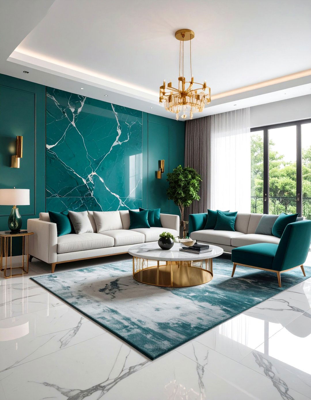 Minimal Teal Accent Pieces - 20 Teal Living Room Ideas
