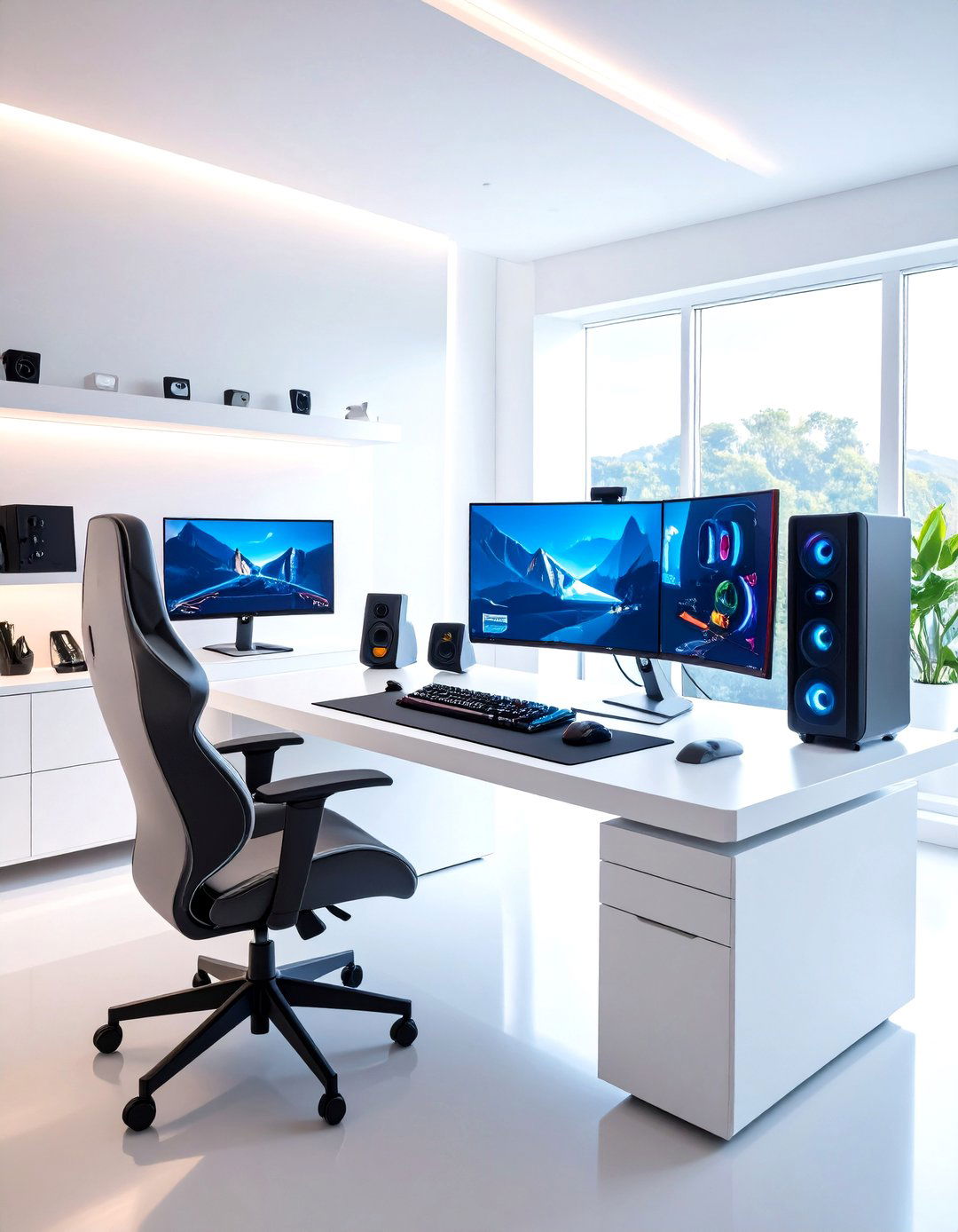Minimalist All White Aesthetic - 20 Gaming Bedroom Ideas