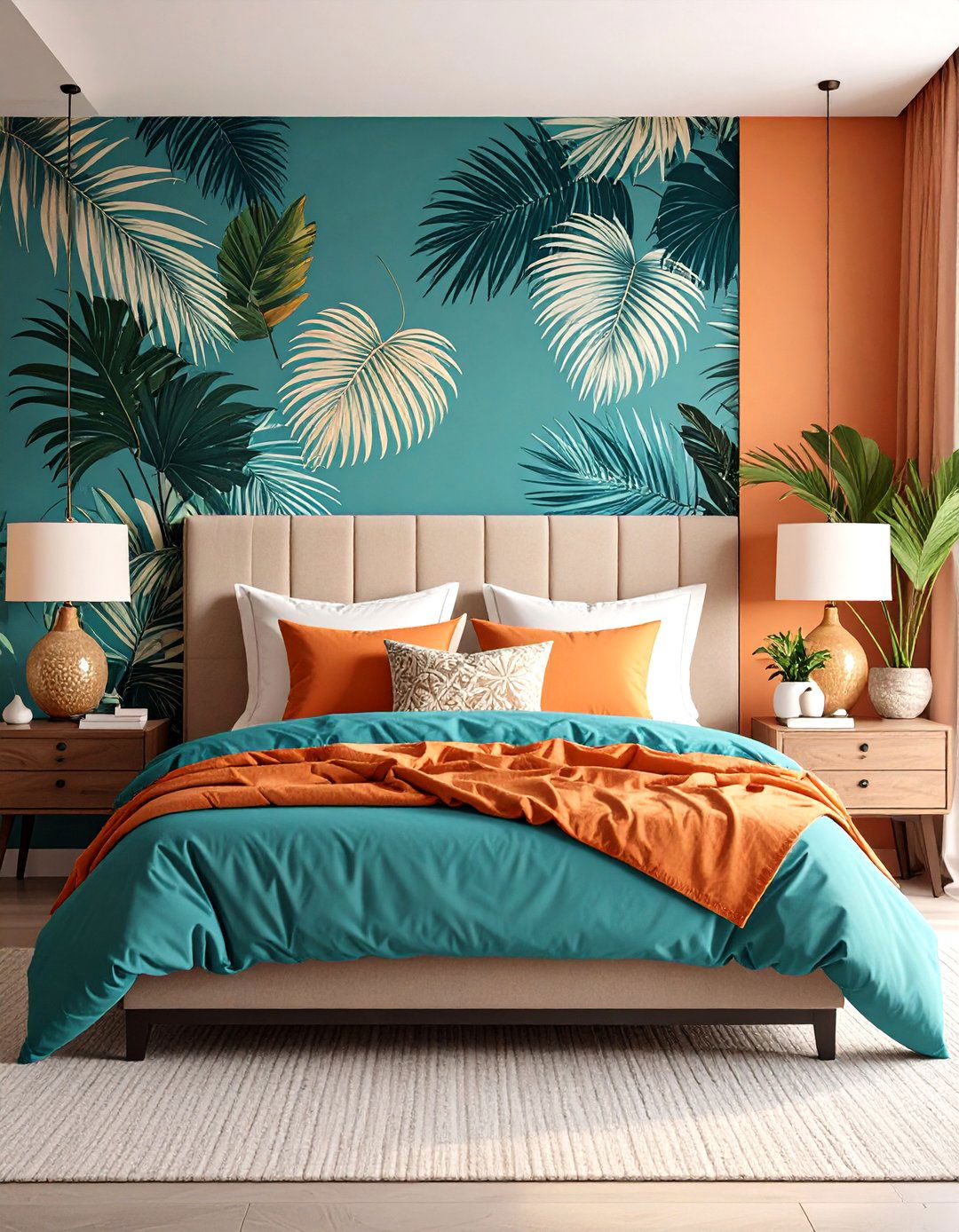 Minimalist Approach to Bold Colors - 20 Teal and Orange Bedroom Ideas