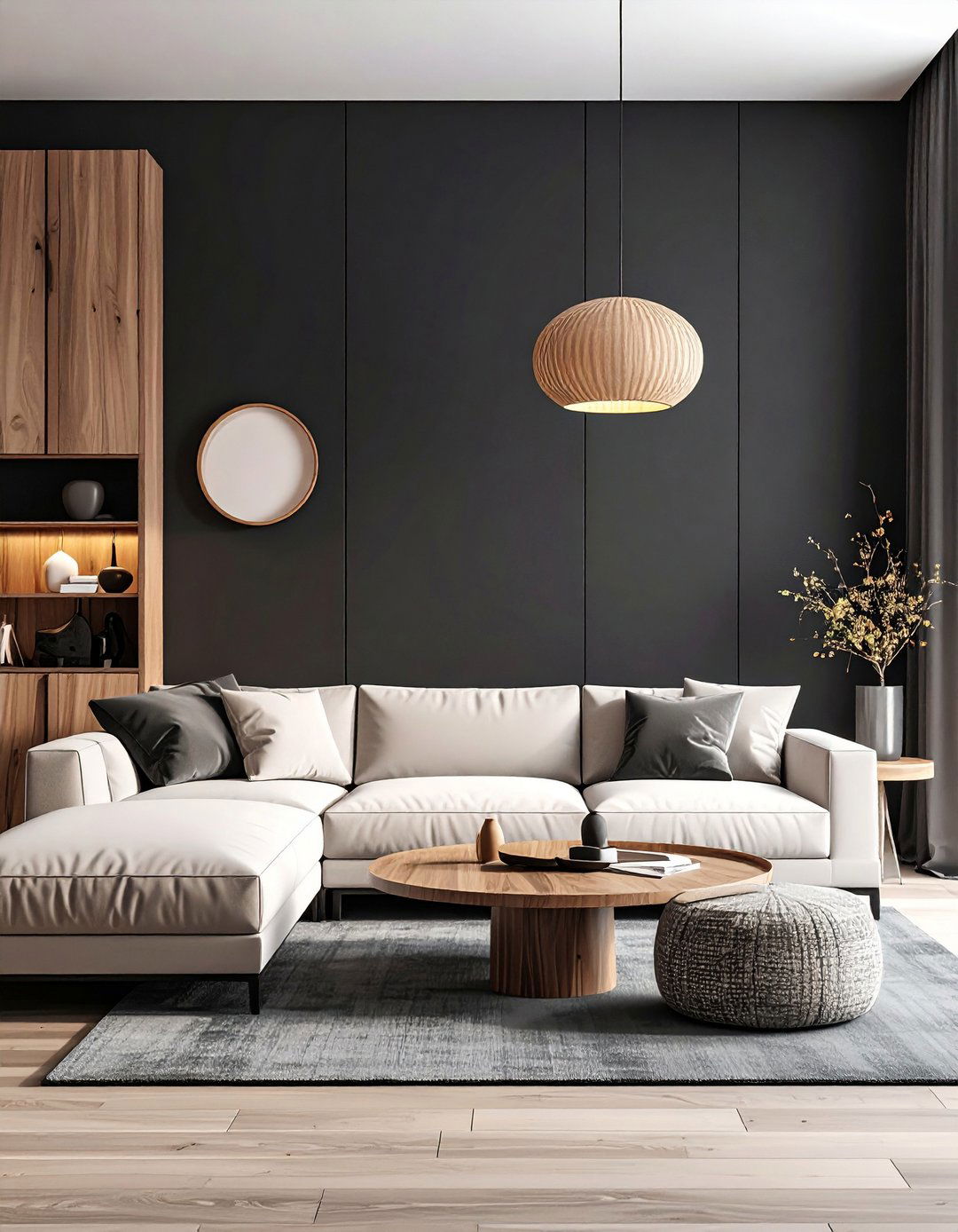 Minimalist Black Living Room Creates Zen Calm - 20 Black Living Room Ideas
