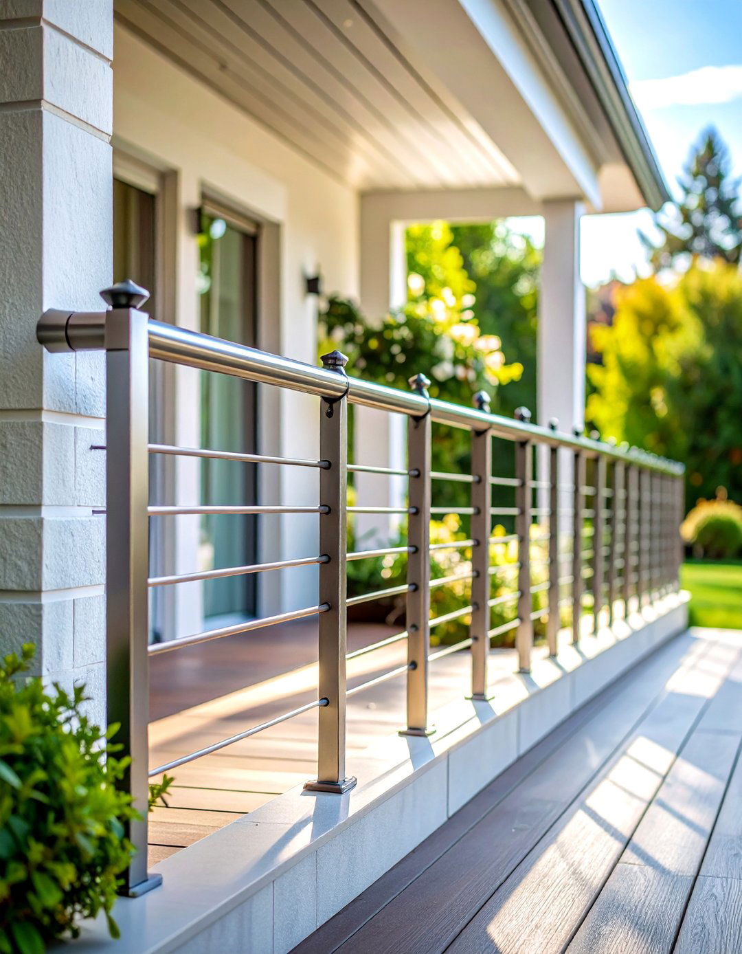 Minimalist Cable Porch Railing System - 20 Porch Railing Ideas