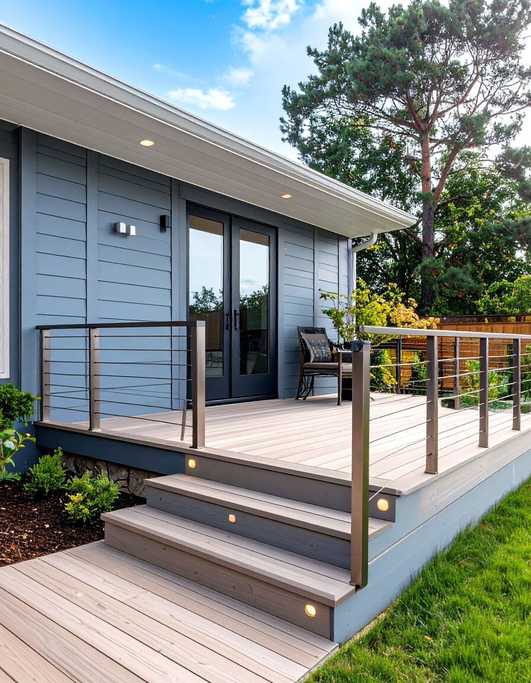 Minimalist Cable Rail Front Porch Deck - 20 Front Porch Deck Ideas