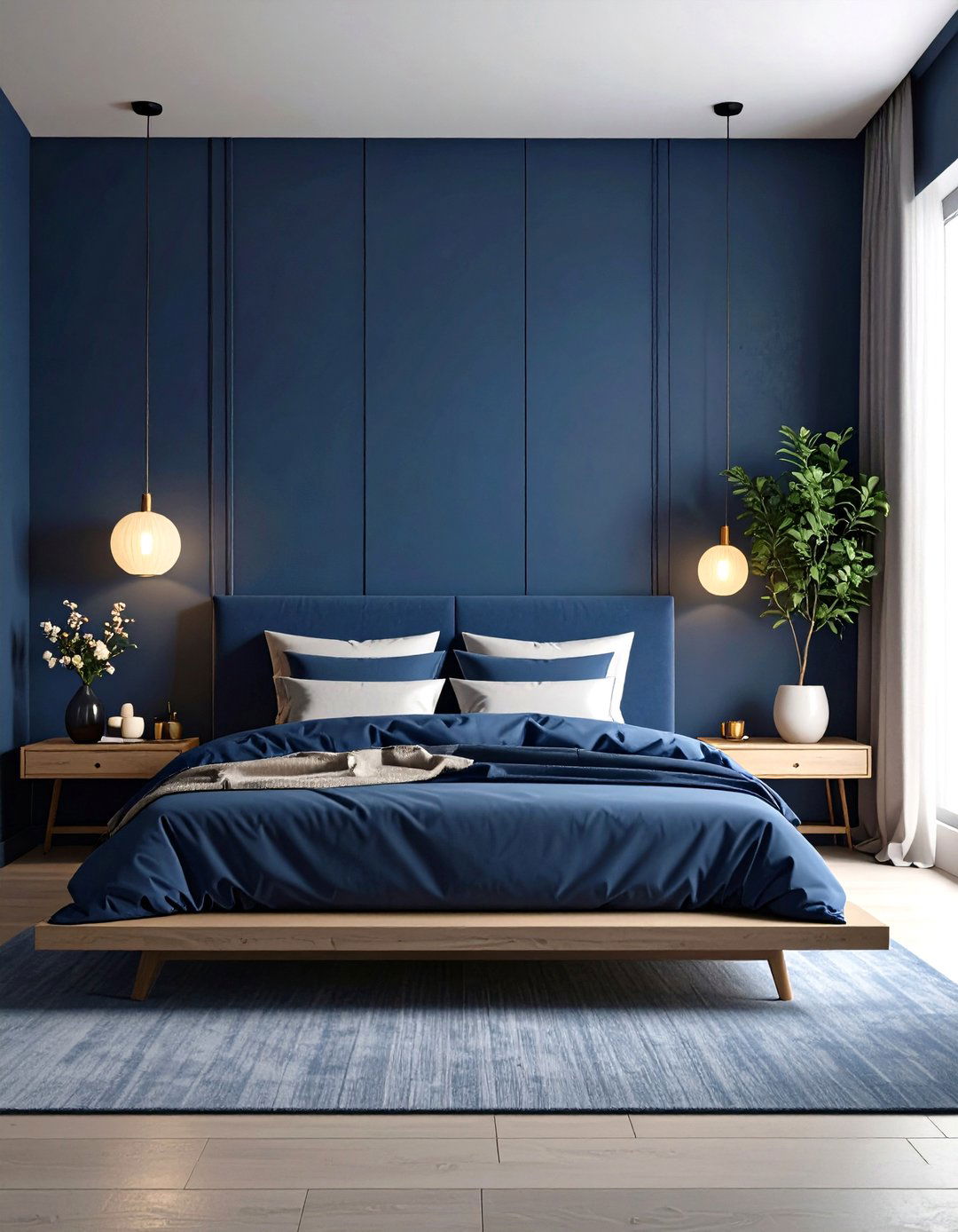Minimalist Calm in a Dark Blue Bedroom - 20 Dark Blue Bedroom Ideas