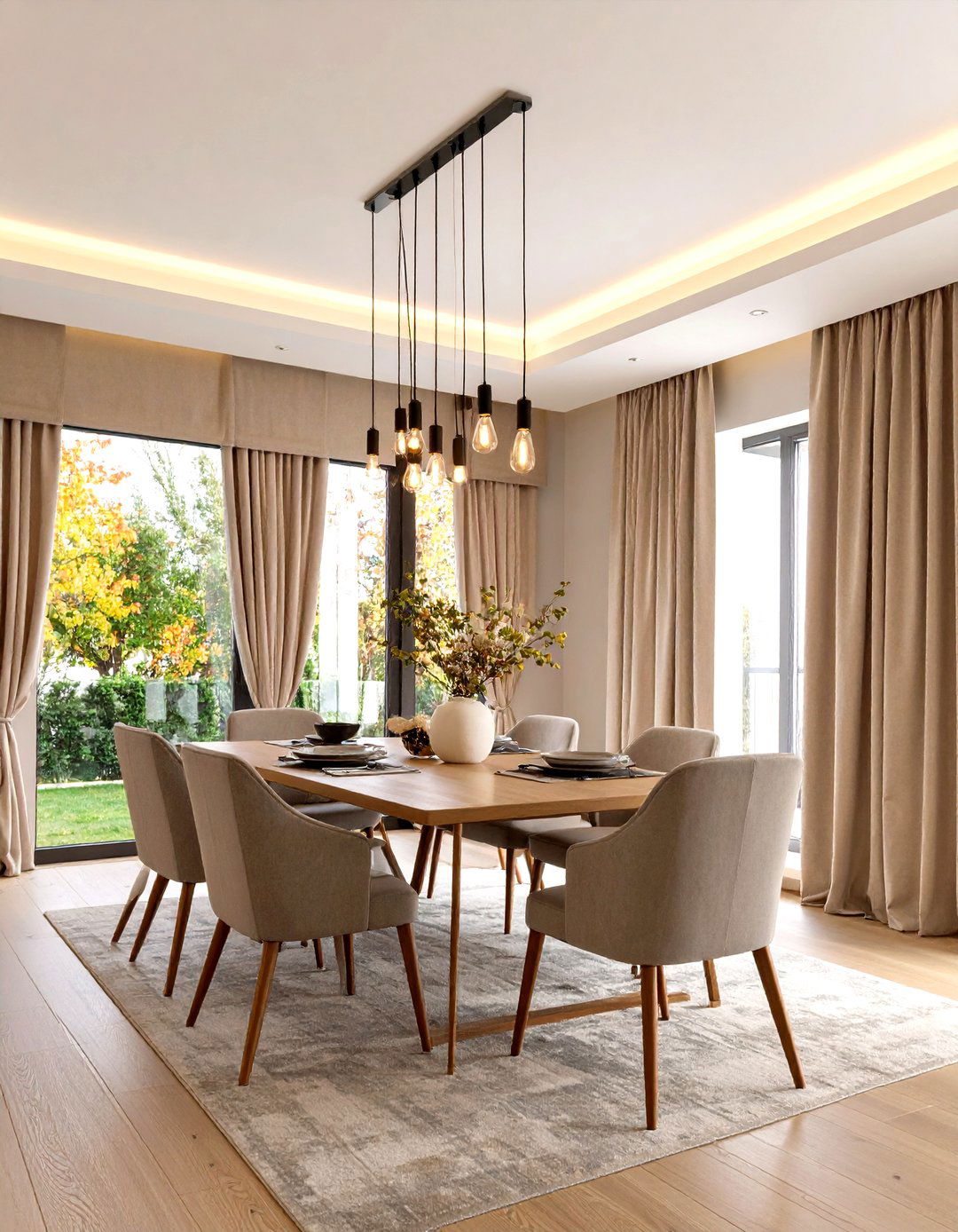 Minimalist Ceiling Track Dining Room Curtains - 20 Dining Room Curtain Ideas