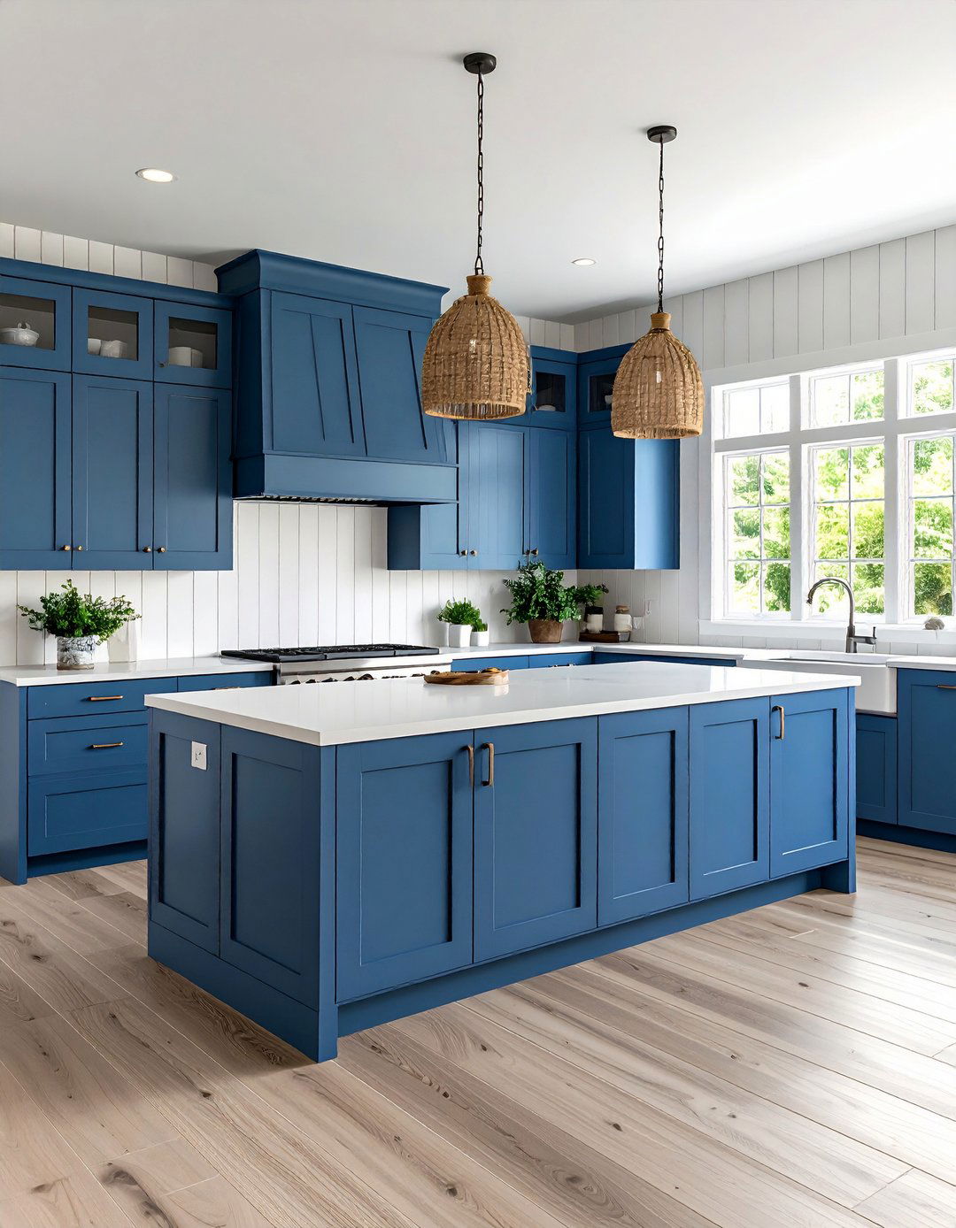 Minimalist Coastal Blue and White Kitchen - 20 Blue and White Kitchen Ideas