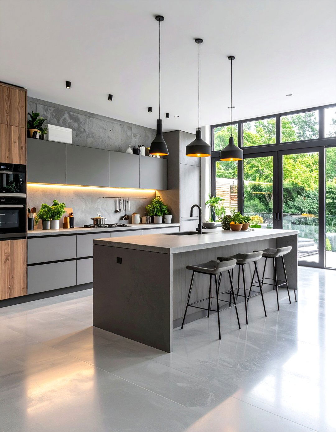 Minimalist Concrete Floor Kitchen with Neutral Gray Tones - 20 Concrete Floor Kitchen Ideas