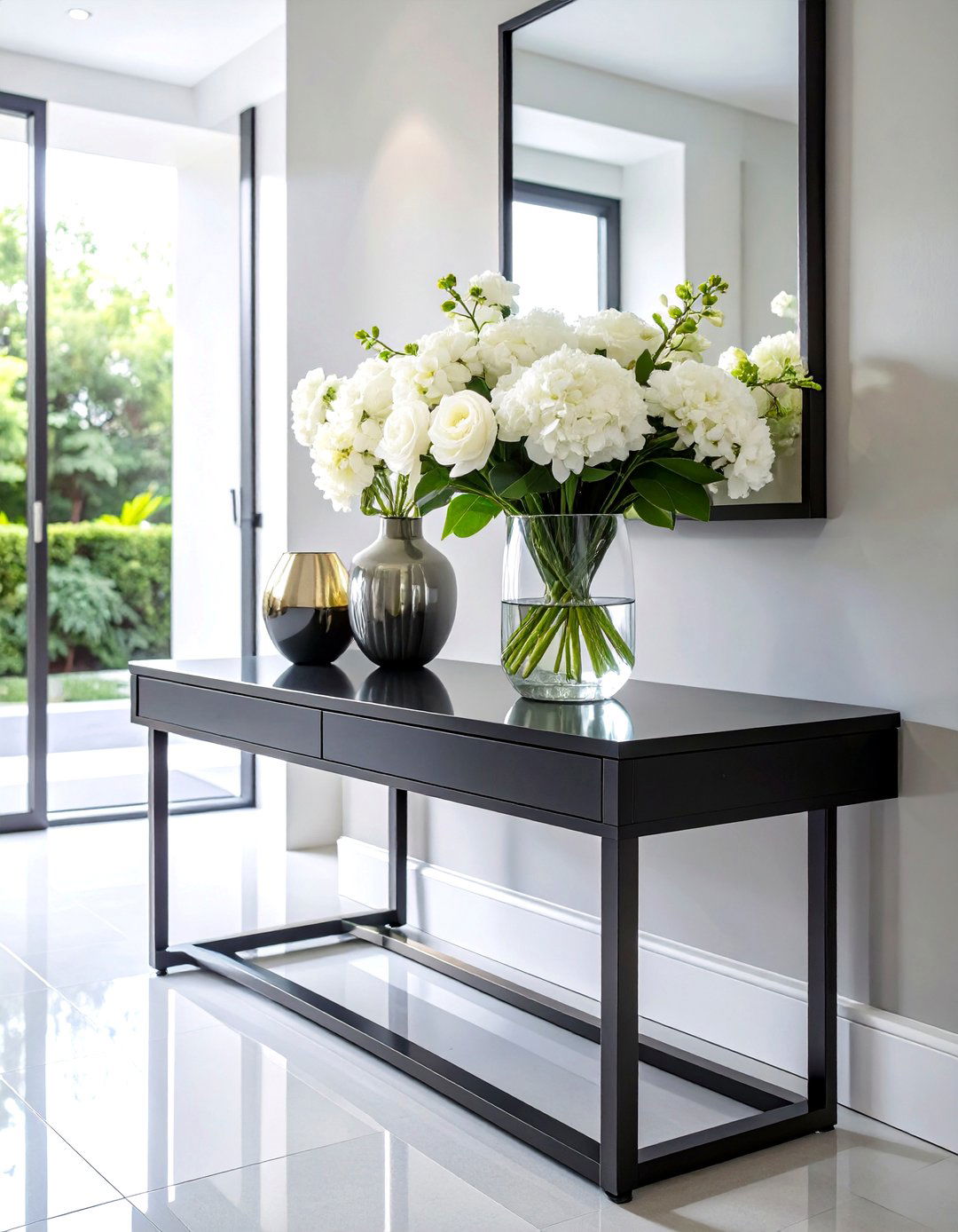 Minimalist Console Table with Clean Geometric Shapes - 20 Console Table Decor Ideas