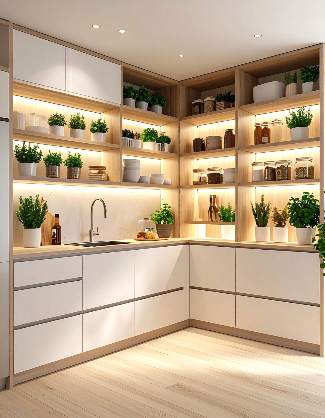 Minimalist Corner Pantry with Clean Lines - 20 Corner Pantry Ideas