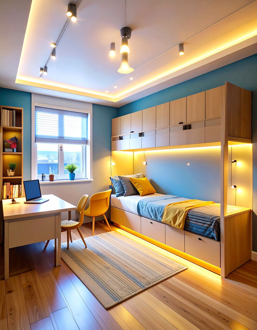 Minimalist Dorm Room with Ambient Lighting Solutions - 20 Minimalist Dorm Room Ideas