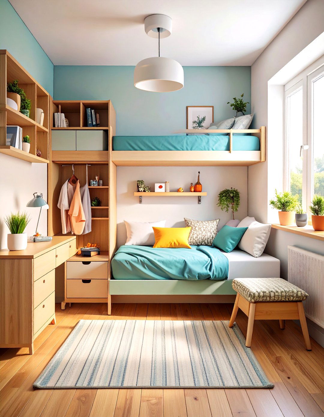 Minimalist Dorm Room with Bedside Caddy Organization - 20 Minimalist Dorm Room Ideas