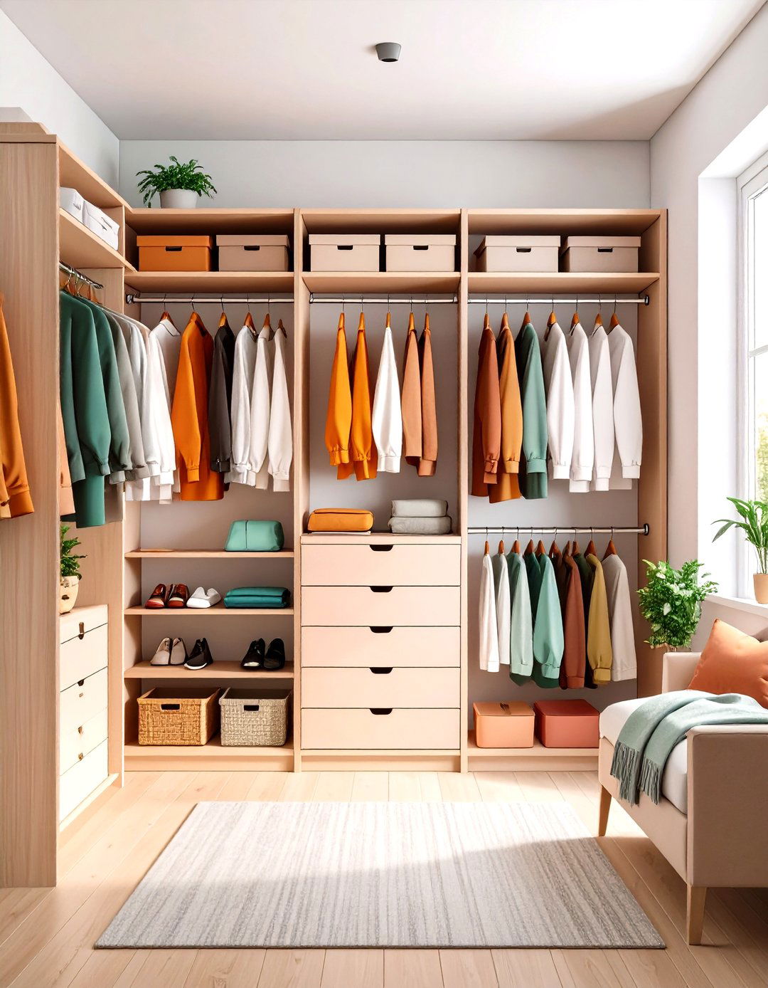Minimalist Dorm Room with Closet Organization System - 20 Minimalist Dorm Room Ideas