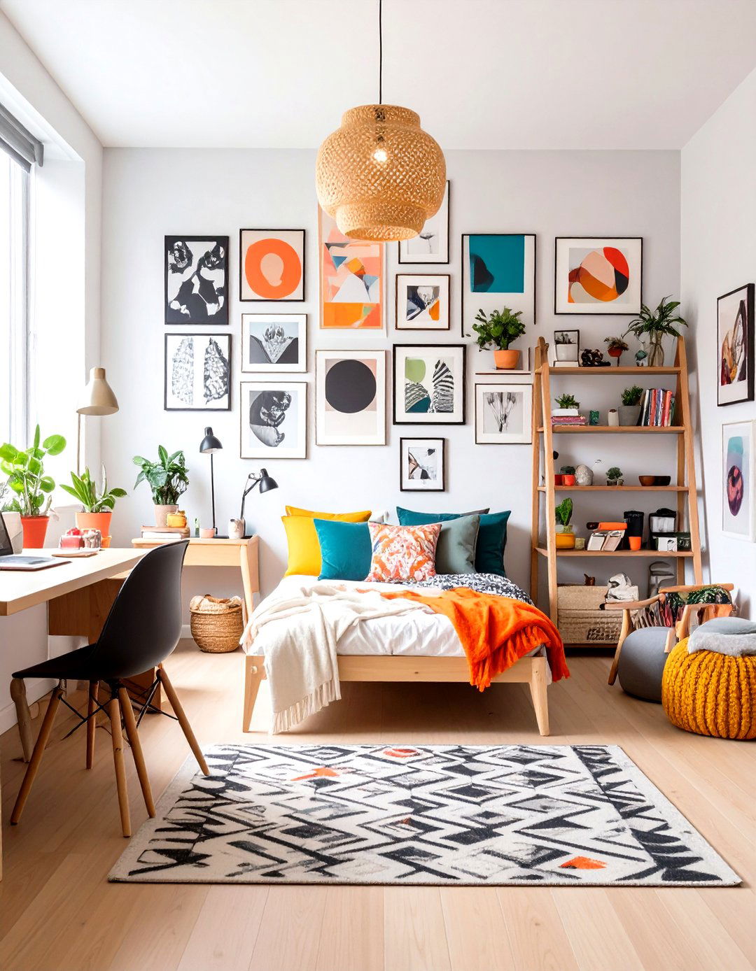 Minimalist Dorm Room with Curated Wall Art Display - 20 Minimalist Dorm Room Ideas