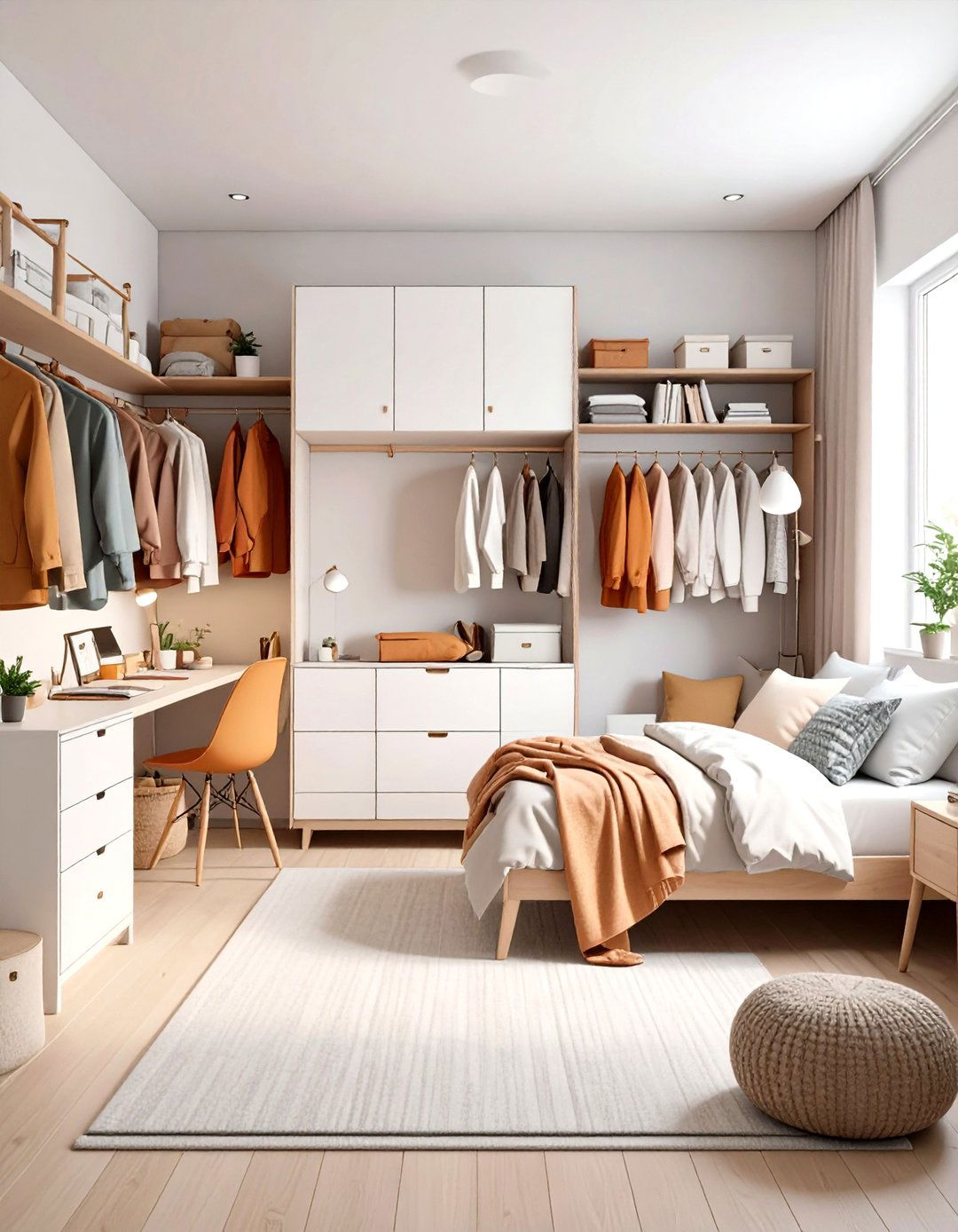 Minimalist Dorm Room with Monochromatic Color Blocking - 20 Minimalist Dorm Room Ideas