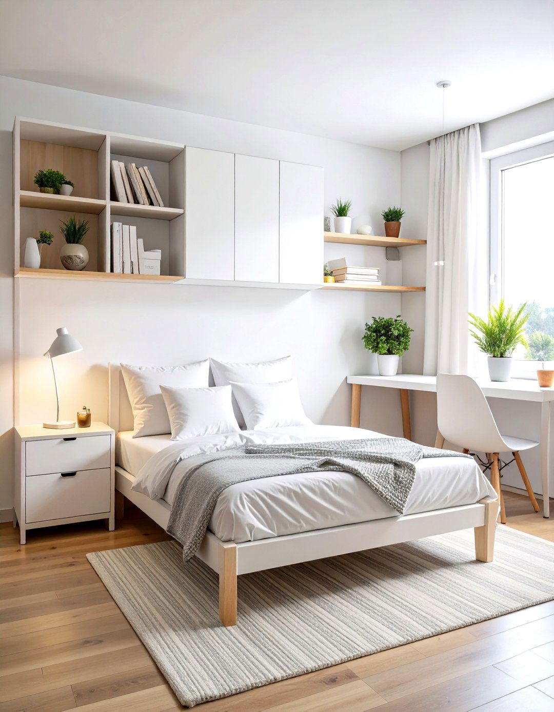 Minimalist Dorm Room with Monochromatic White Theme - 20 Minimalist Dorm Room Ideas