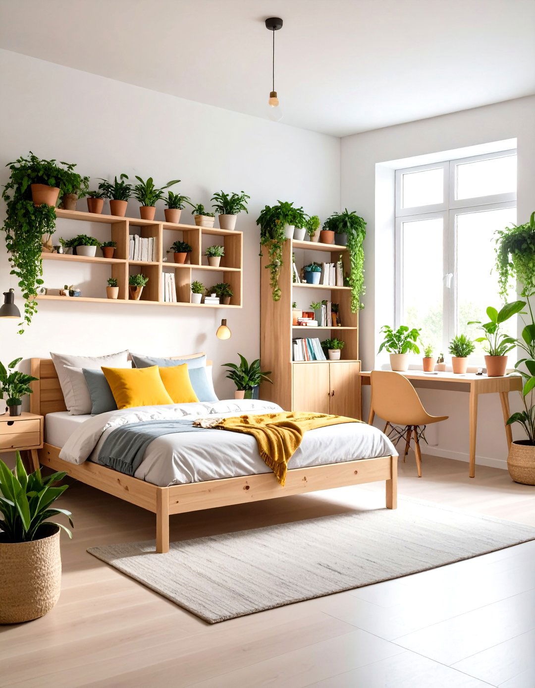 Minimalist Dorm Room with Natural Element Integration - 20 Minimalist Dorm Room Ideas