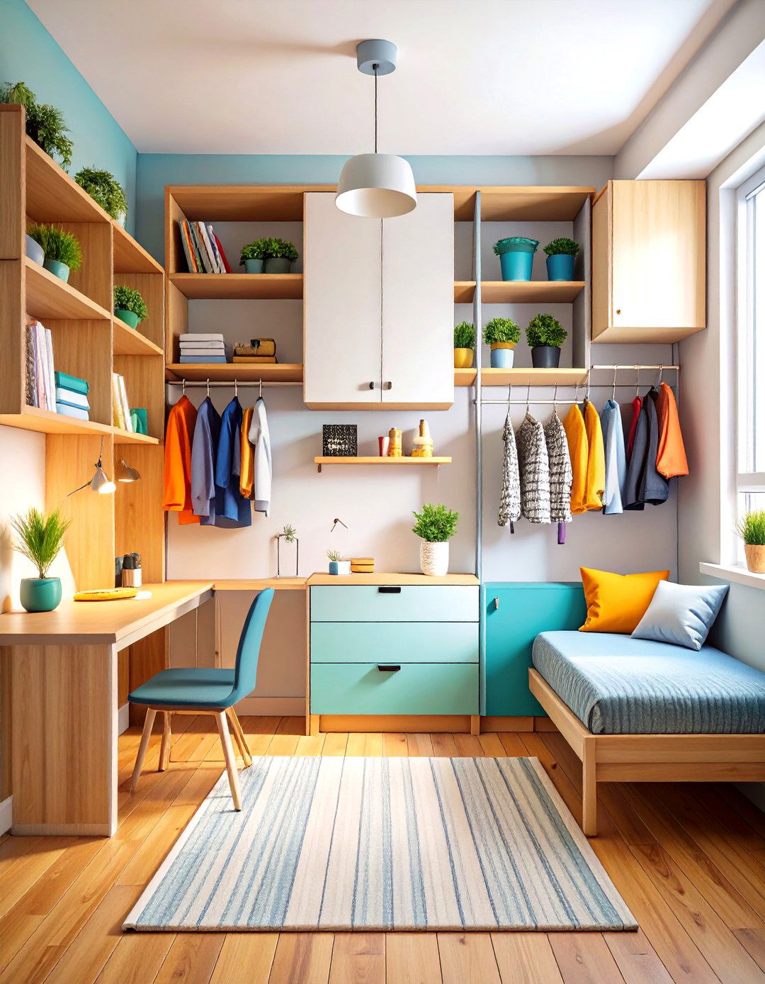 Minimalist Dorm Room with Vertical Storage Solutions - 20 Minimalist Dorm Room Ideas