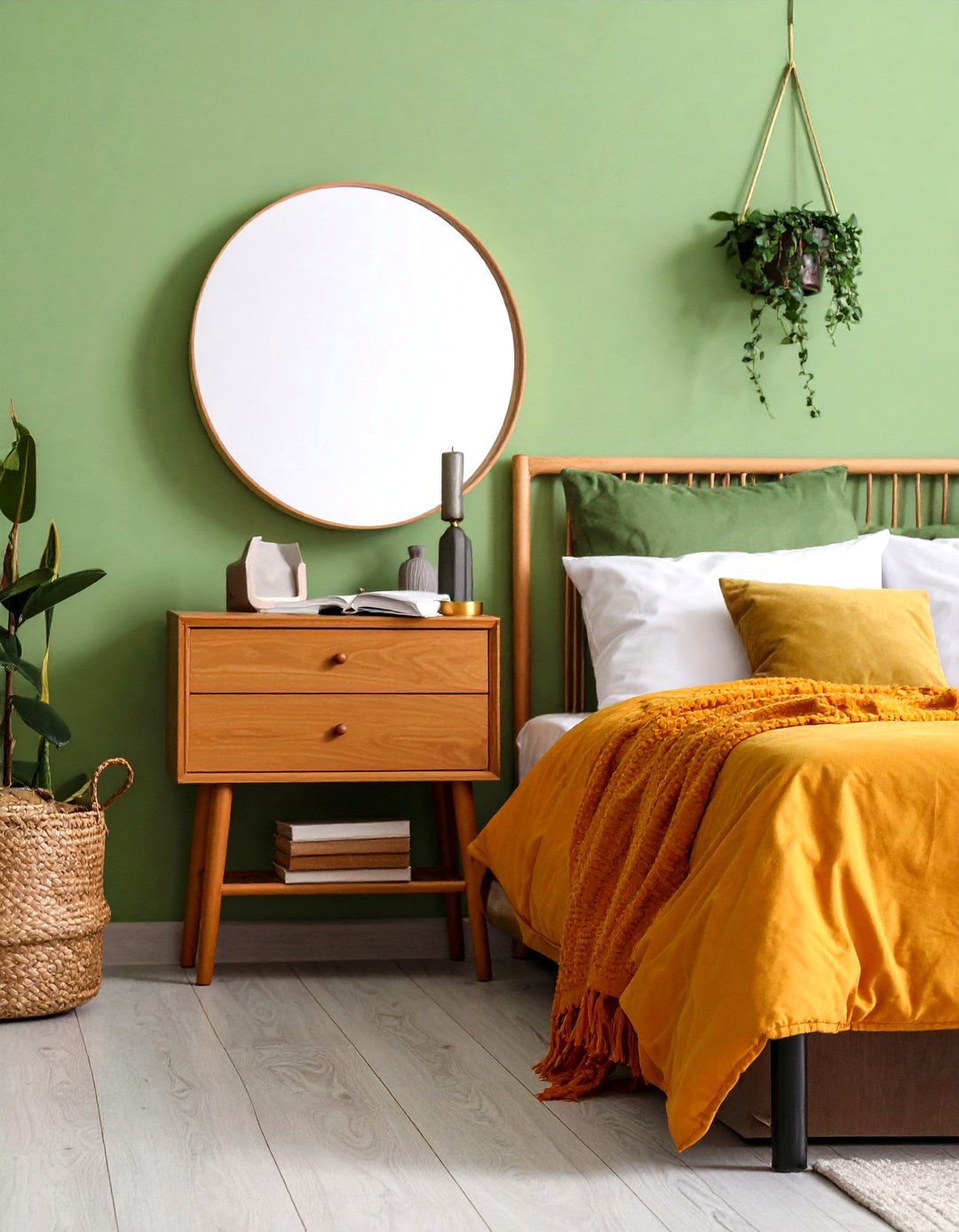 Minimalist Frameless Mirror Behind Nightstand Approach - 20 Mirror Behind Nightstand Design Ideas