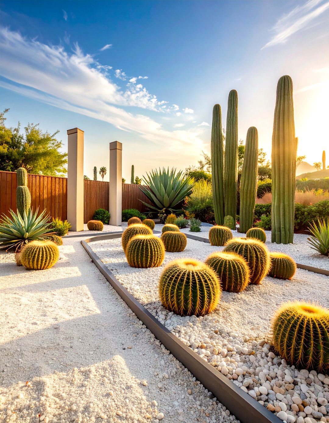 Minimalist Gravel Bed Cactus Garden - 20 Cactus Garden Ideas