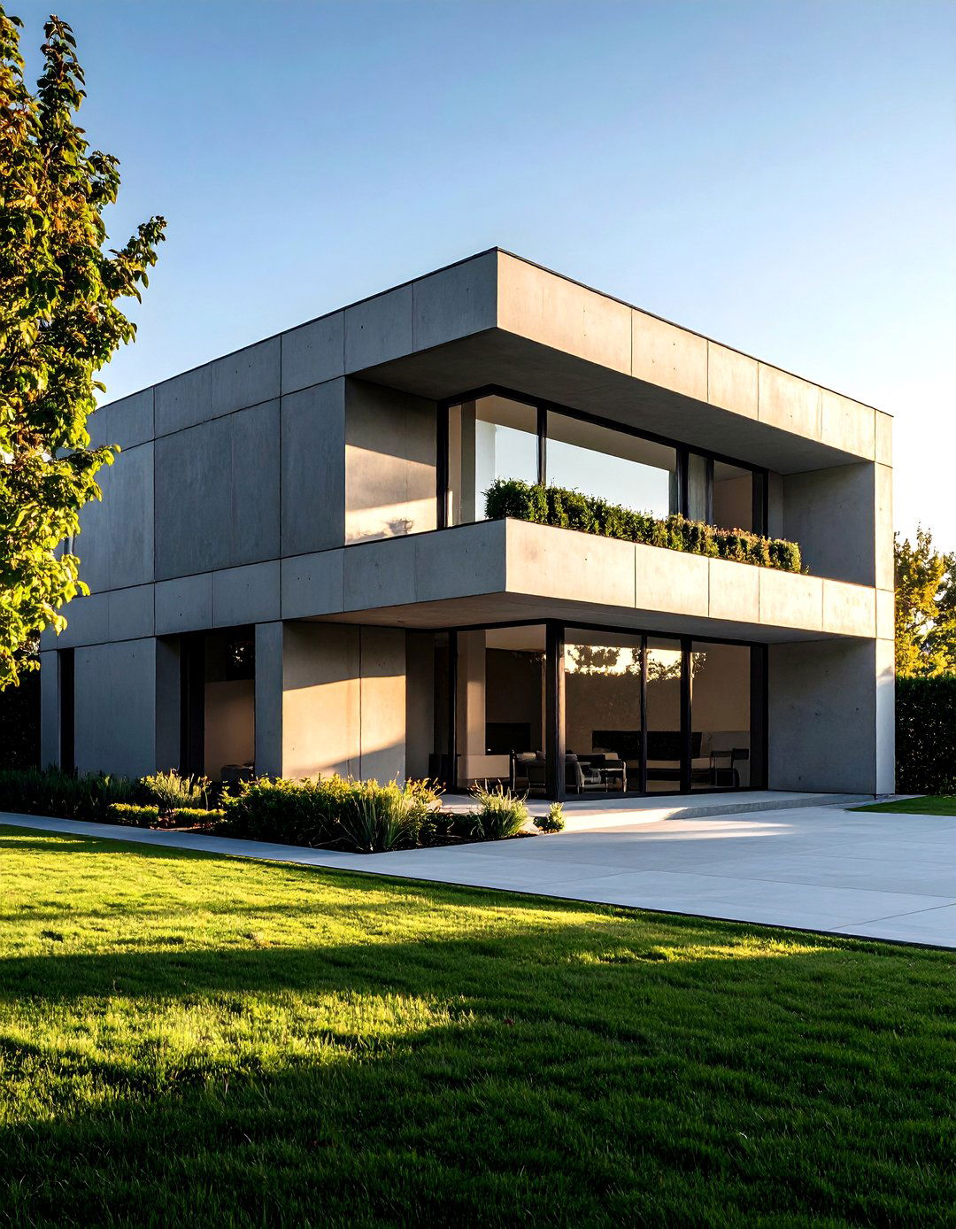 Minimalist Gray Exterior Box with Dramatic Shadow Lines - 20 Gray Exterior House Paint Ideas