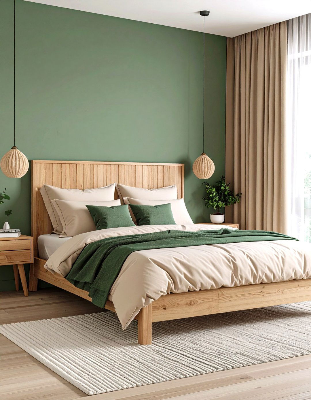 Minimalist Green and Beige Bedroom with Clean Lines - 20 Green and Beige Bedroom Ideas