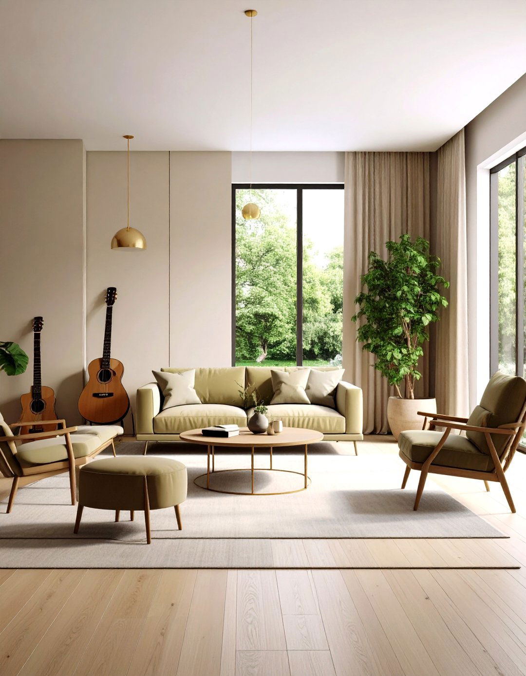 Minimalist Guitar Room with Material Mix - 20 Guitar Room Ideas