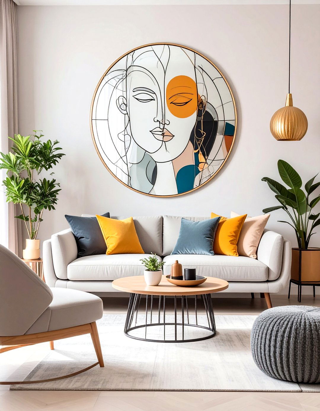 Minimalist Line Art Mirror Painting with Abstract Faces - 20 Mirror Painting Ideas