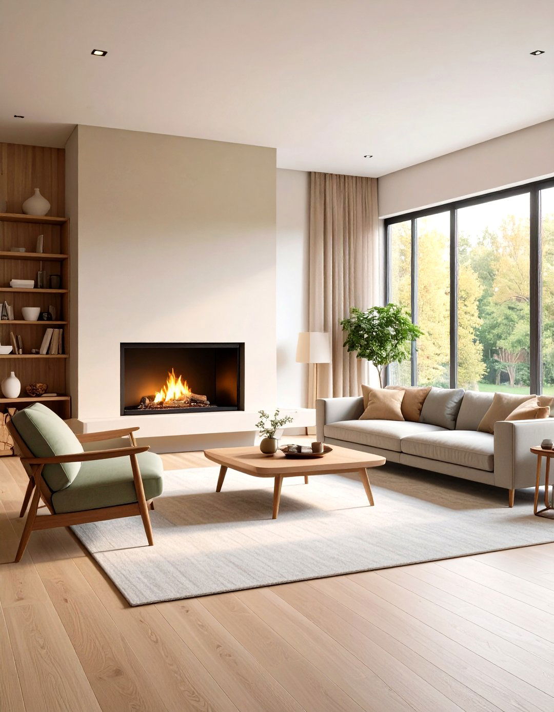 Minimalist Living Room with Fireplace as Central Feature - 20 Minimalist Living Room Ideas
