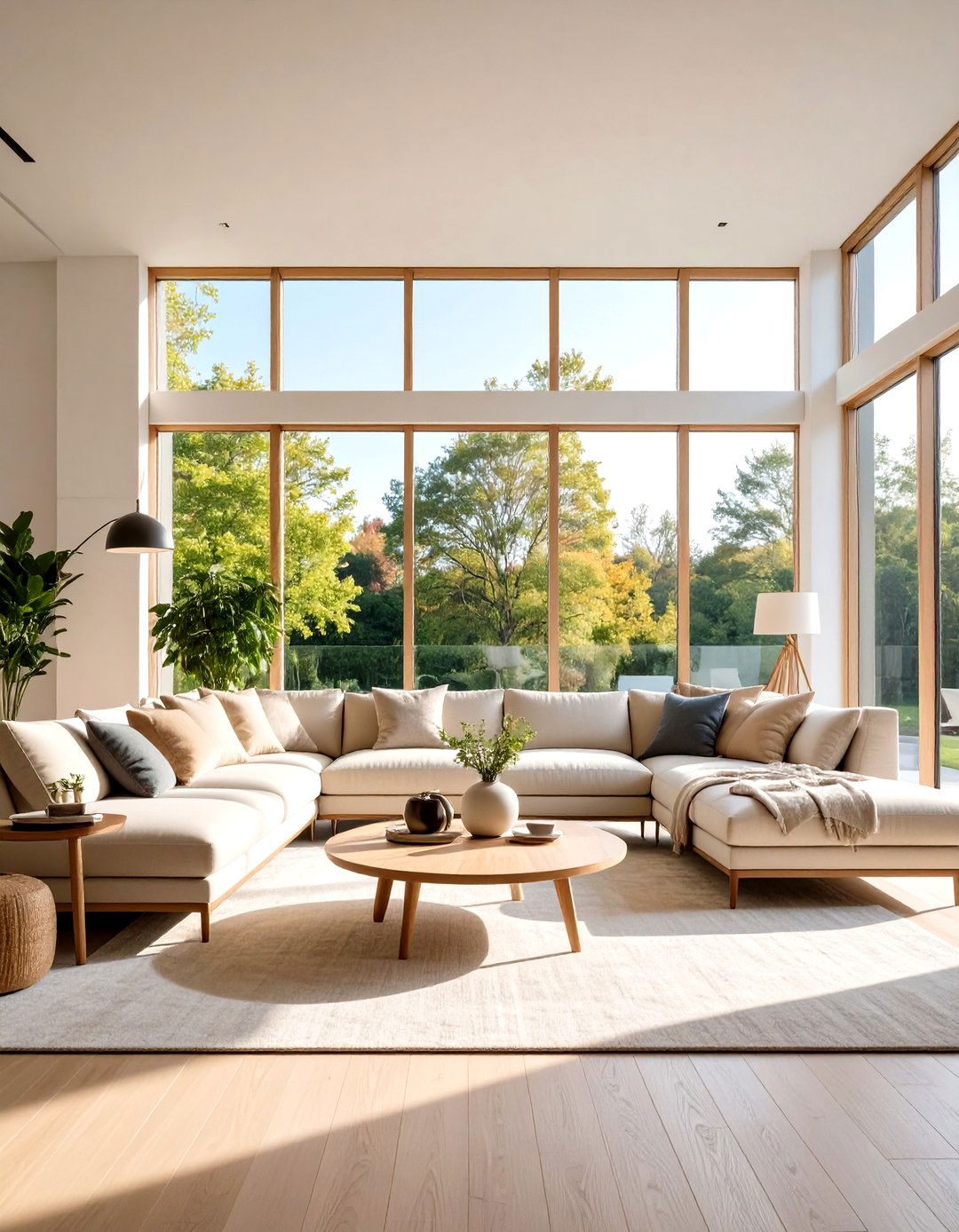 Minimalist Living Room with Floor to Ceiling Windows - 20 Minimalist Living Room Ideas