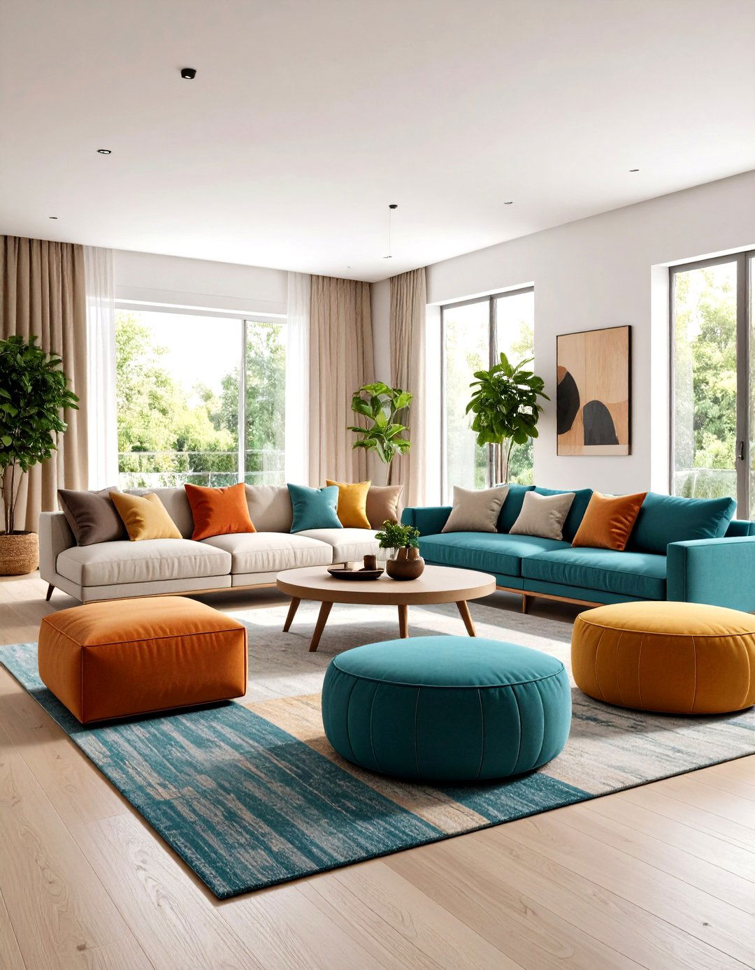 Minimalist Living Room with Multi Functional Ottoman Storage - 20 Minimalist Living Room Ideas