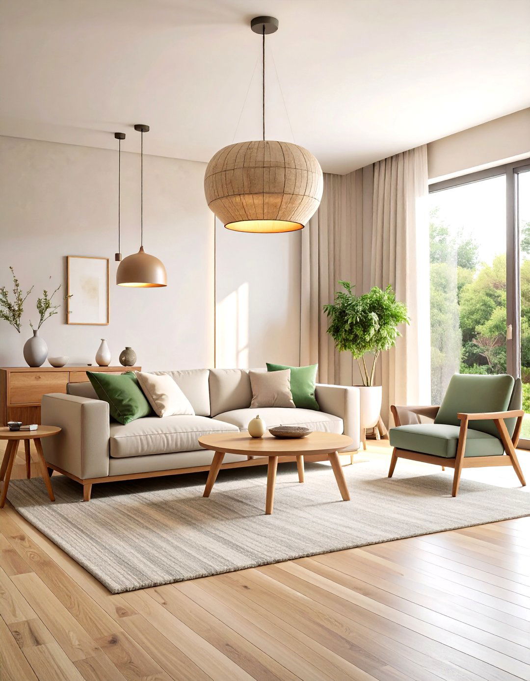 Minimalist Living Room with Statement Lighting and Neutral Palette - 20 Minimalist Living Room Ideas