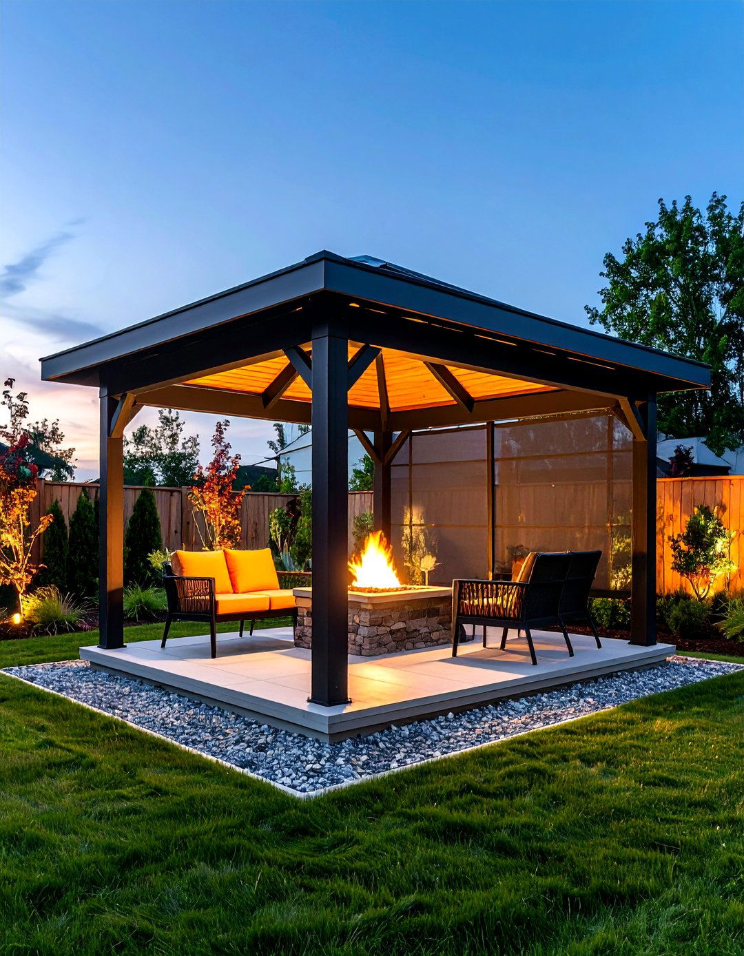 Minimalist Metal Gazebo With Portable Fireplace Cart - 20 Gazebo With Fireplace