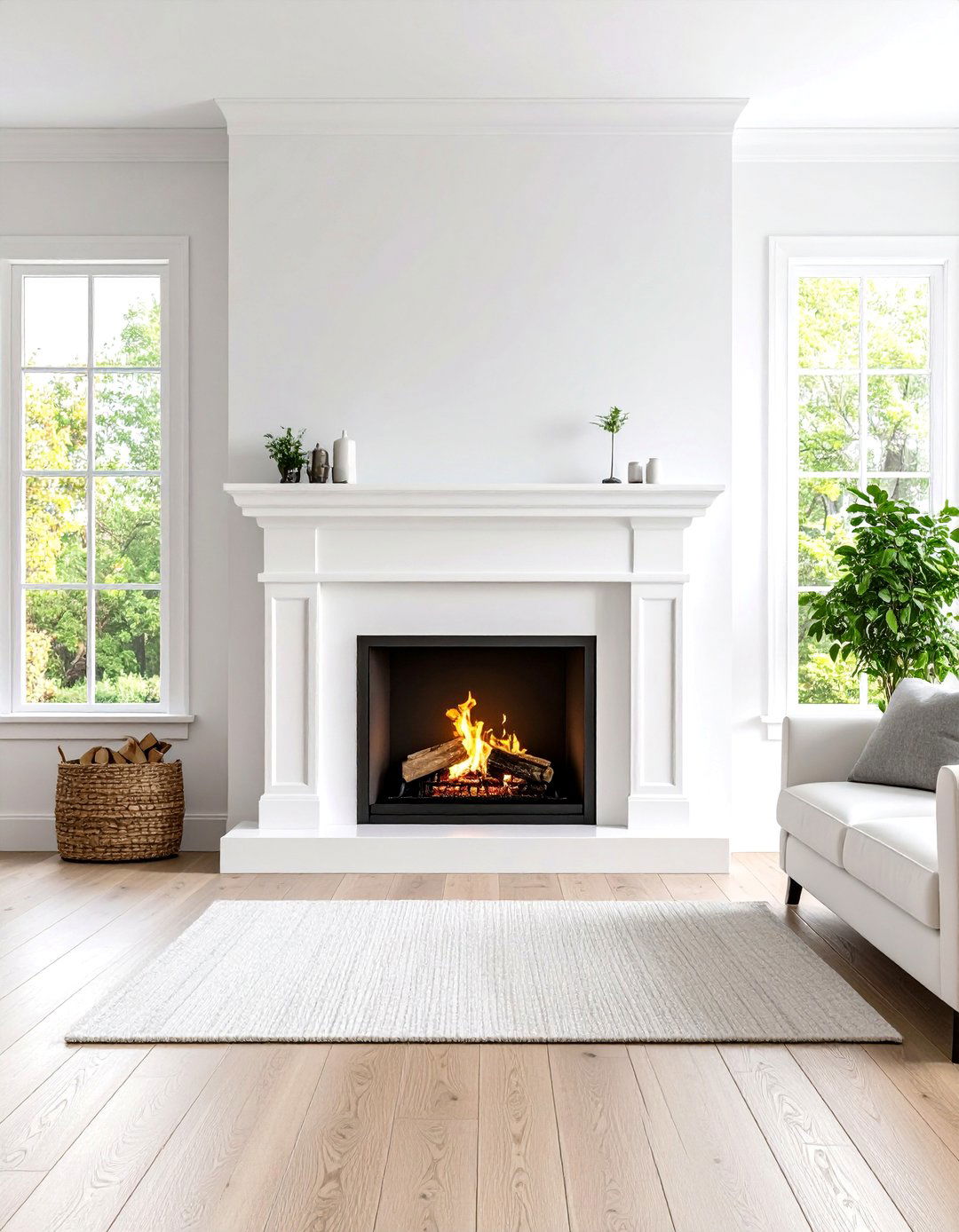 Minimalist Modern Fireplace with Clean White Surround - 20 Modern Fireplace Ideas