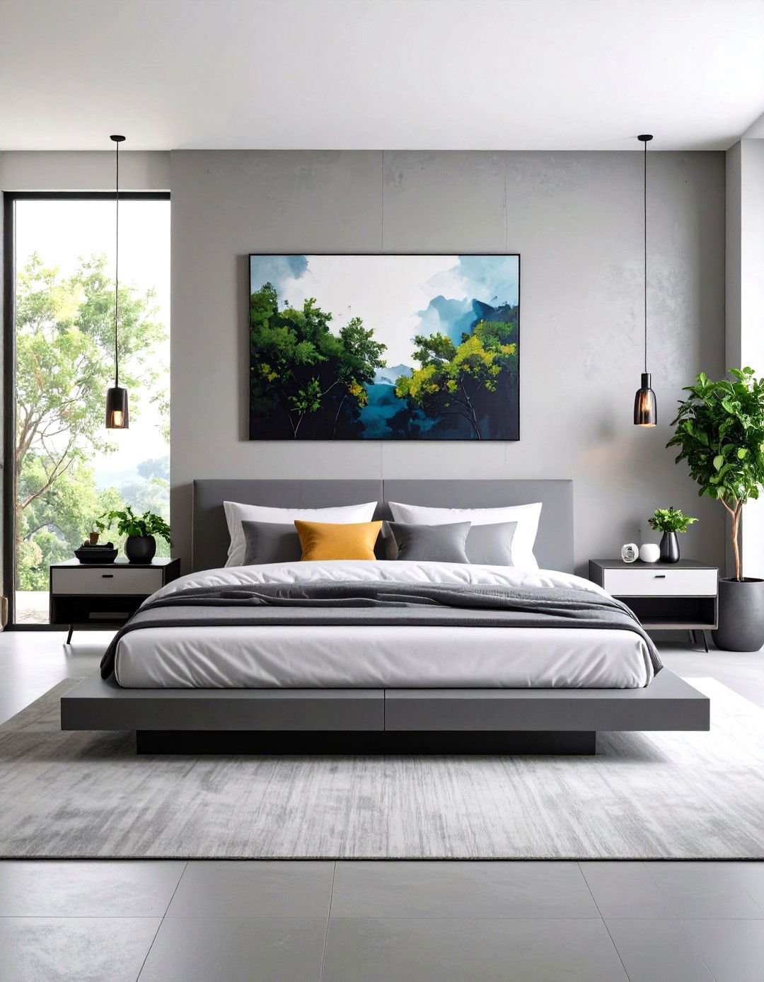 Minimalist Modern Grey and White Bedroom with Clean Lines - 20 Grey and White Bedroom Ideas