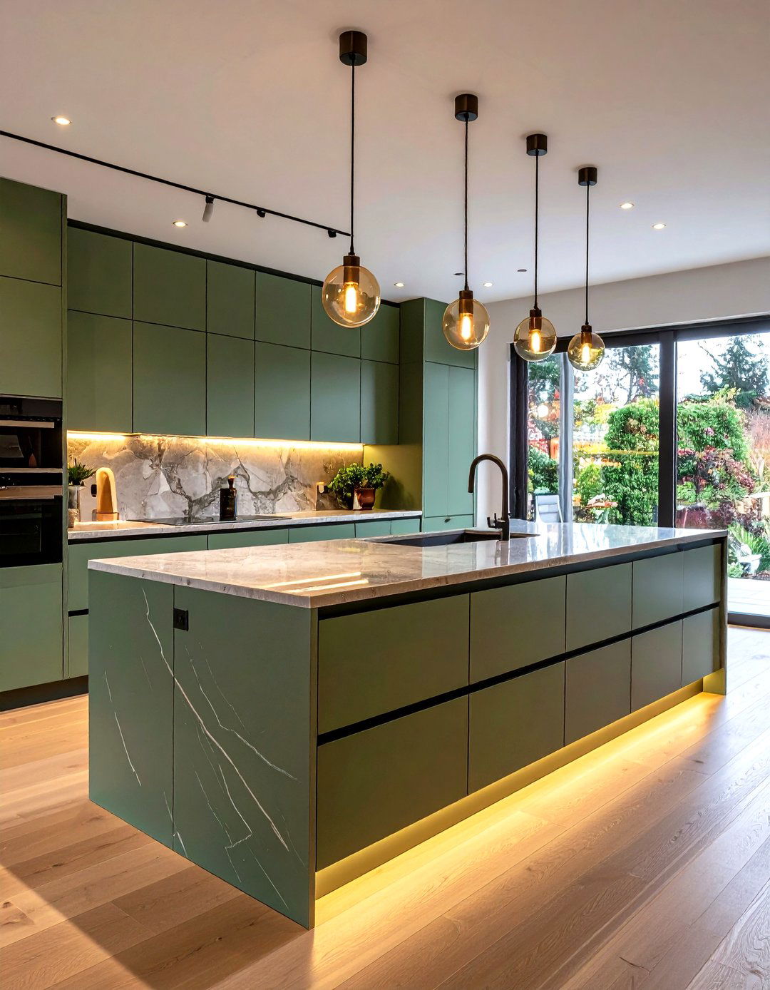 Minimalist Modern Lines - 20 Sage Green Kitchen Island Ideas