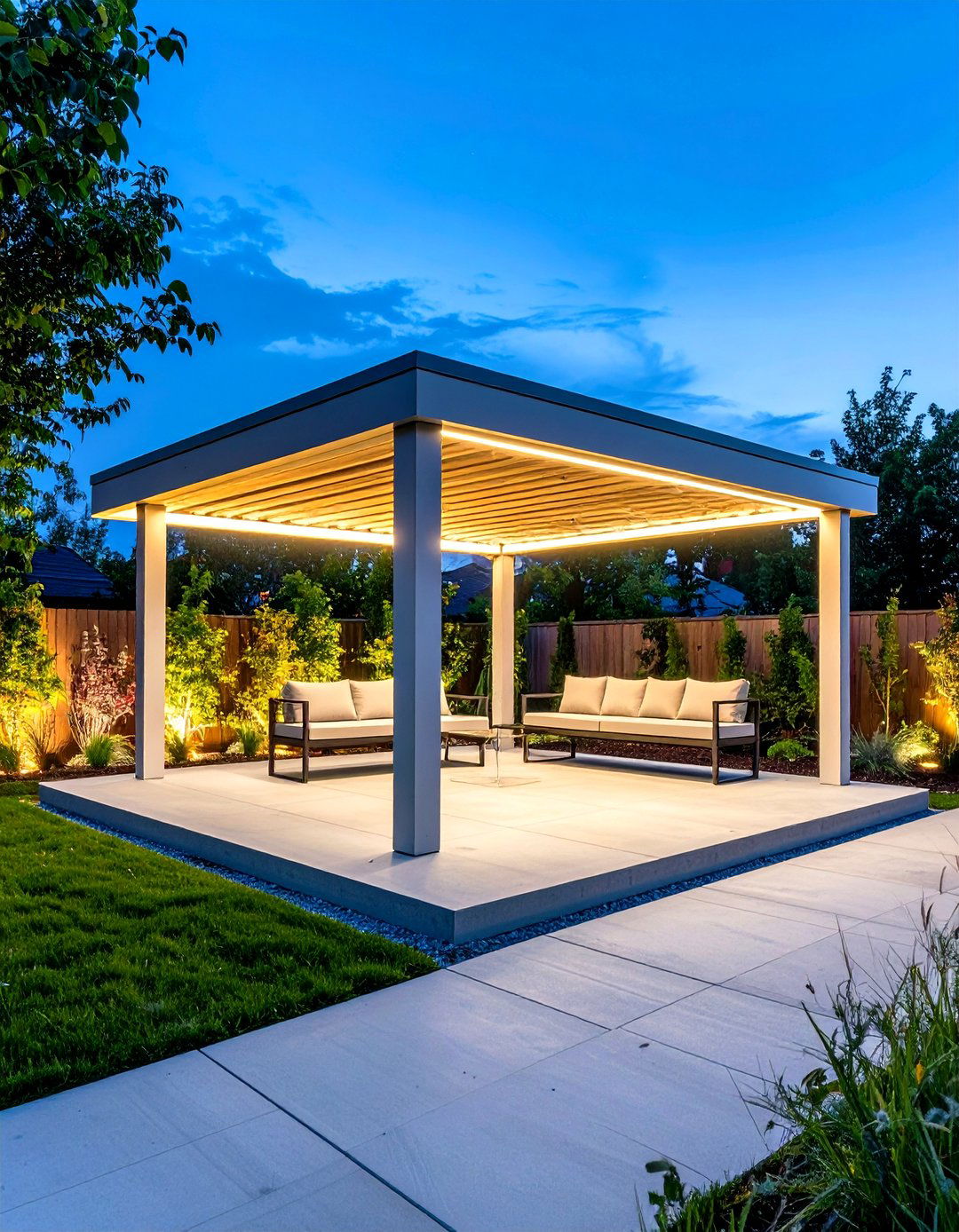 Minimalist Modern Patio with a Gazebo in Slim Aluminum - 20 patio with a gazebo ideas