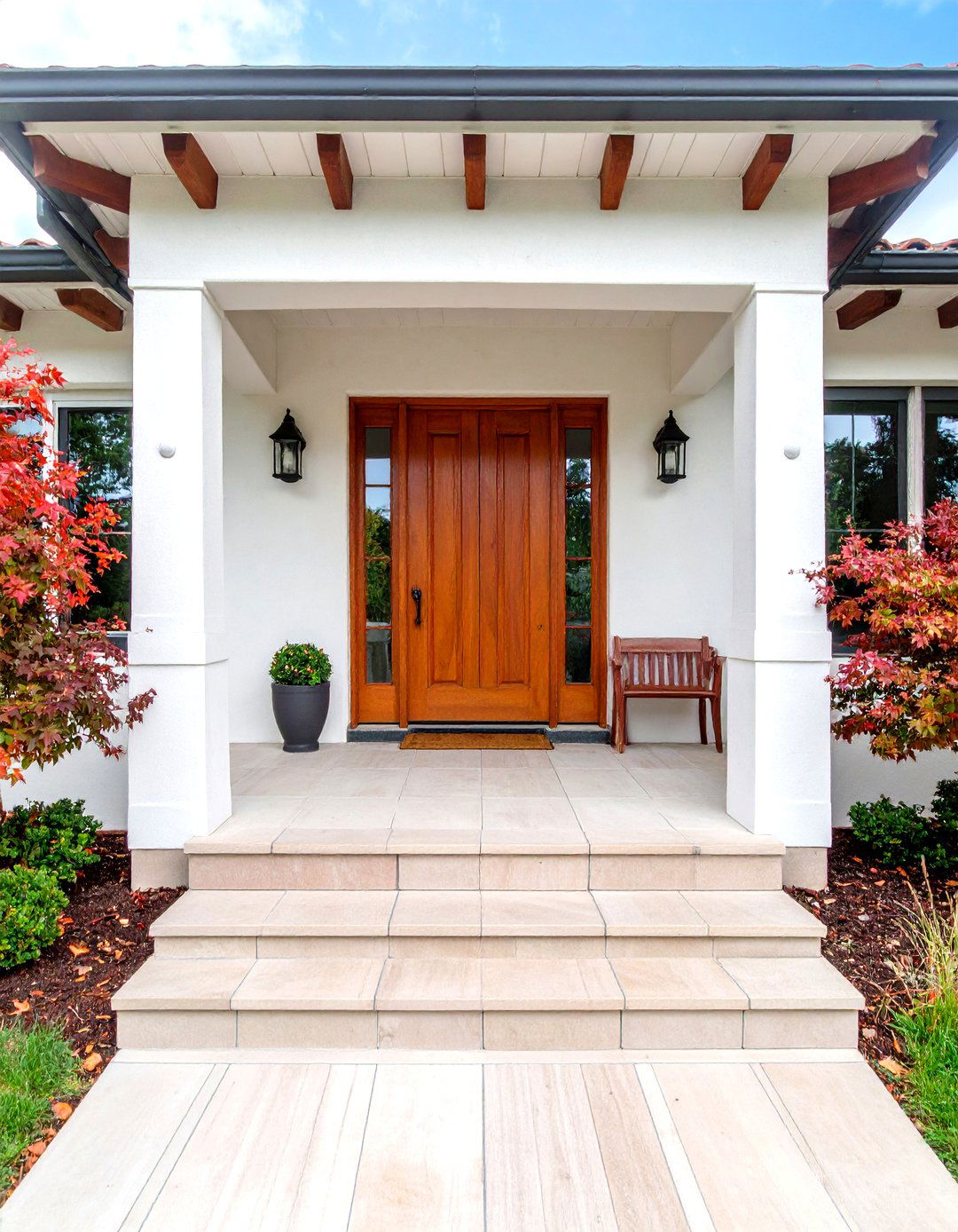 Minimalist Modern Stucco Spanish Style Front Porch - 20 spanish style front porch ideas